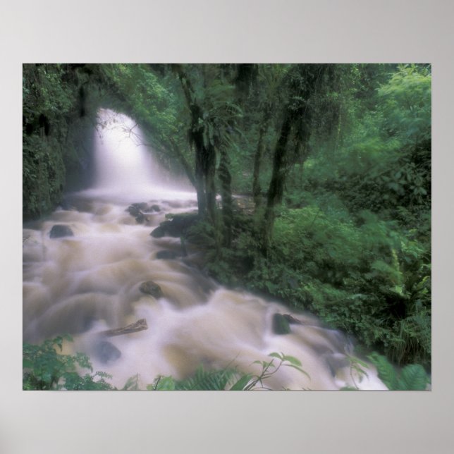 Póster SA, Perú, S.H. Machu Picchu, Cascada y Nubes (Frente)