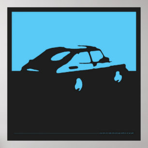 Póster Saab 900 SPG/Aero - azul en el poster del negro