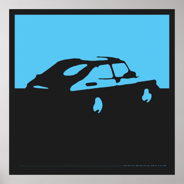 Póster Saab 900 SPG/Aero - Azul sobre poster negro de car (Frente)