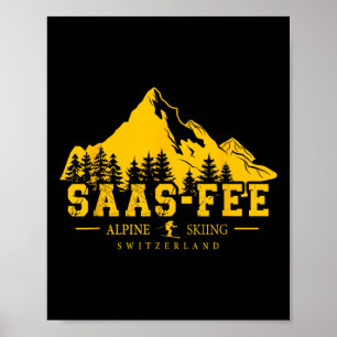 Póster Saas-fee Suiza Estación de Esquí Esquí Alpino Suiz