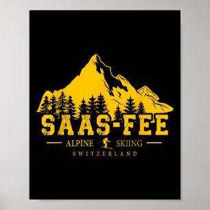 Póster Saas-fee Suiza Estación de Esquí Esquí Alpino Suiz