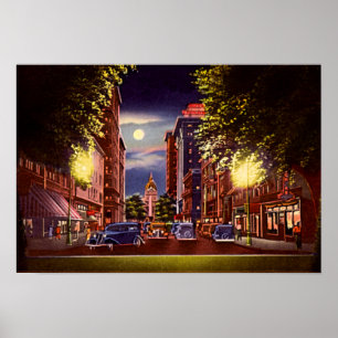 Póster Sabana, calle de Georgia Bull en la noche