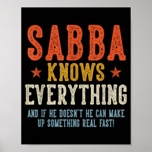 Póster Sabba sabe todo día del padre retro vintage 