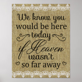 Póster Sabemos que estarías aquí Boda Poster en memoria