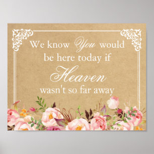 Póster Sabemos Que Estarías Aquí Rótulo Boda floral