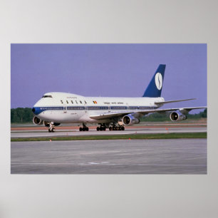 Póster Sabena 747 en pista, aeropuerto Mirabel, Montreal,