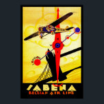 Póster Sabena Art Deco Compass<br><div class="desc">Cartel de viaje aéreo vintage de la ya extinta aerolínea belga Sabena, que muestra un avión de hélice sobrevolando el puente de la Torre de Londres con un diseño de brújula y mapa de ruta, todo ejecutado en brillante estilo Art Déco.</div>