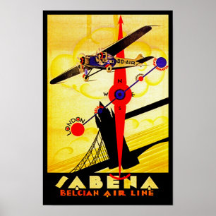 Póster Sabena Art Deco Compass