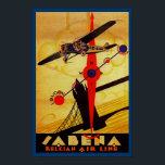 Póster Sabena Art Deco Compass<br><div class="desc">Cartel de viaje aéreo vintage de la ya extinta aerolínea belga Sabena,  que muestra un avión de hélice sobrevolando el puente de la Torre de Londres con un diseño de brújula y mapa de ruta,  todo ejecutado en brillante estilo Art Déco.</div>