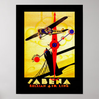 Póster Sabena Art Deco Compass