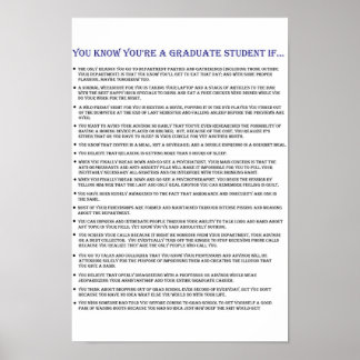 Póster Sabes que eres estudiante de posgrado si...