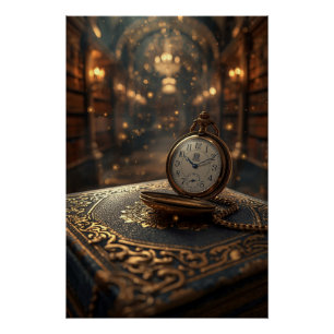Póster Sabiduría Atemporal – El Reloj Dorado del Conocimi