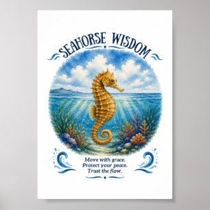 Póster Sabiduría de Caballito de Mar Bajo las Olas
