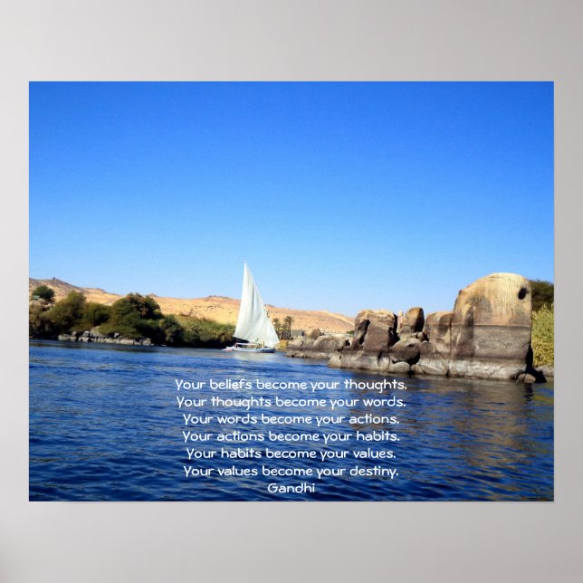 Póster Sabiduría de Gandhi diciendo una cita sobre el des (Frente)