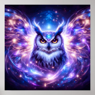 Póster Sabiduría Mística Cósmica Búho Espiritual Celestia