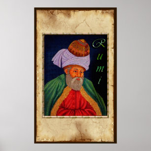 Póster Sabiduría mística sufí por Rumi en Parchment BG