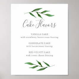 Póster Sabores de Torta de Boda Elegantes Hojas Exuberant