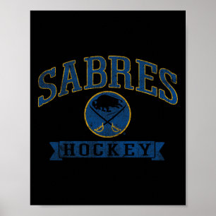 Póster Sabres de Búfalo Hockey Vintage Blanco Licencia Of