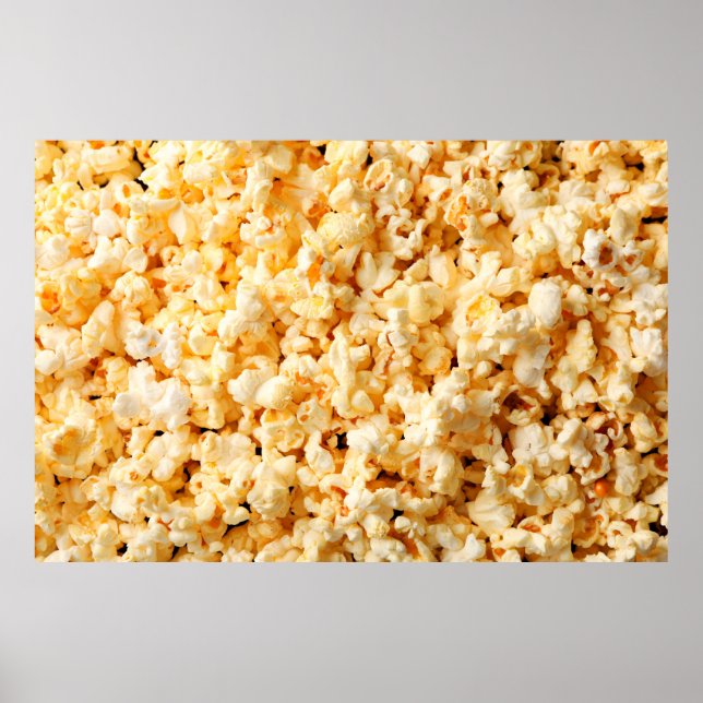 Póster Sabrosas palomitas de maíz en todo el fondo. Alime (Frente)