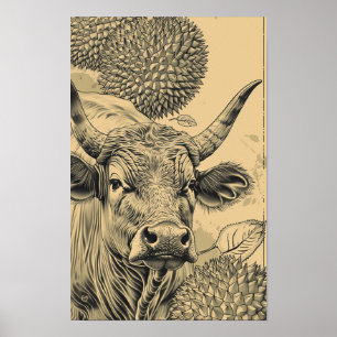 Póster Sabroso Ilustracion de embalaje con sabor a durión