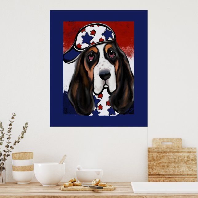 Póster Sabueso Basset (Cocina)