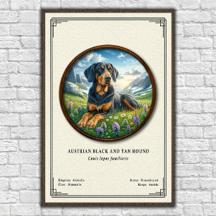 Póster Sabueso Negro y Fuego Austríaco Serie de Zoología