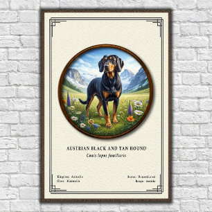 Póster Sabueso Negro y Fuego Austríaco Serie de Zoología