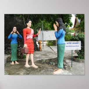 Póster Sacar las caras detrás de la espalda