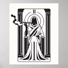 Póster Sacerdotisa Alta del Tarot Fumando Marihuana Ocult