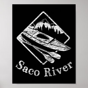 Póster Saco River Kayak Kayak Kayak Bote Rapids Canogue P