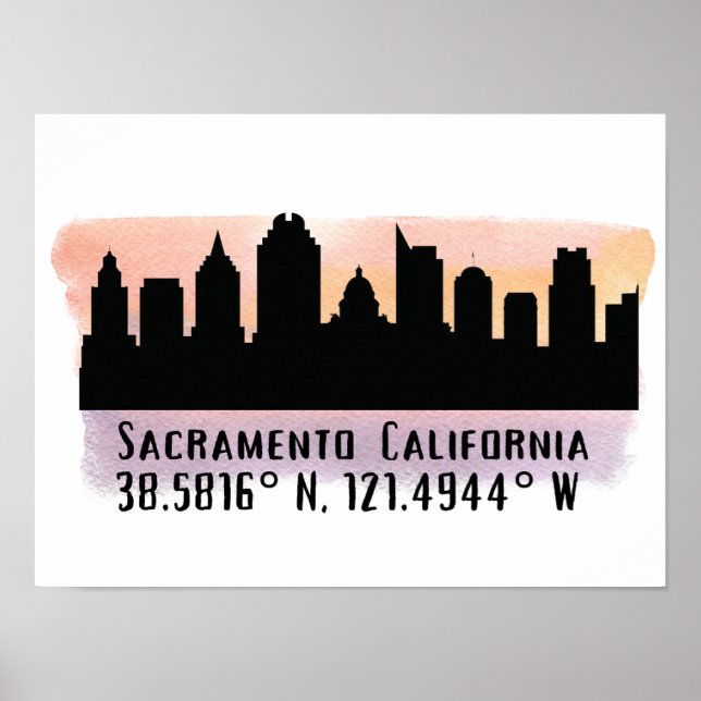 Póster Sacramento CA City Skyline (Frente)
