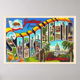 Póster Sacramento California CA Carta grande postal