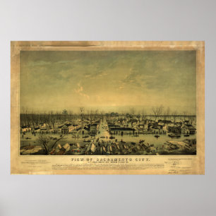Póster Sacramento, California durante la inundación del 1