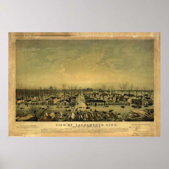 Póster Sacramento, California durante la inundación del 1 (Frente)