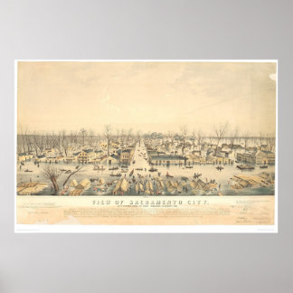 Póster Sacramento durante la inundación de 1850 (1586A)