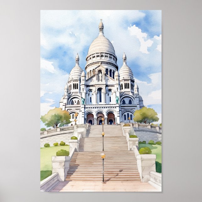 Póster Sacre Coeur Basilica París Famoso lugar de viaje (Frente)