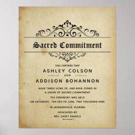 Póster "Sacred Commitment" Antique Wedding Certificate