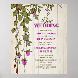 Póster "Sacred Commitment" Boho Vine Wedding Certificate