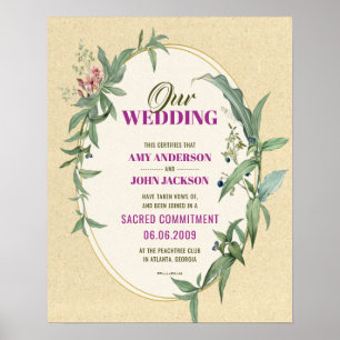Póster Sacred Commitment Wedding Certificate