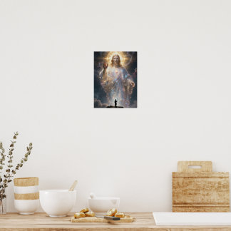 Póster Sacred Heart of Jesus Cosmic Galaxy Square Canvas