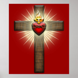 Póster Sacred Heart of Jesus Cross