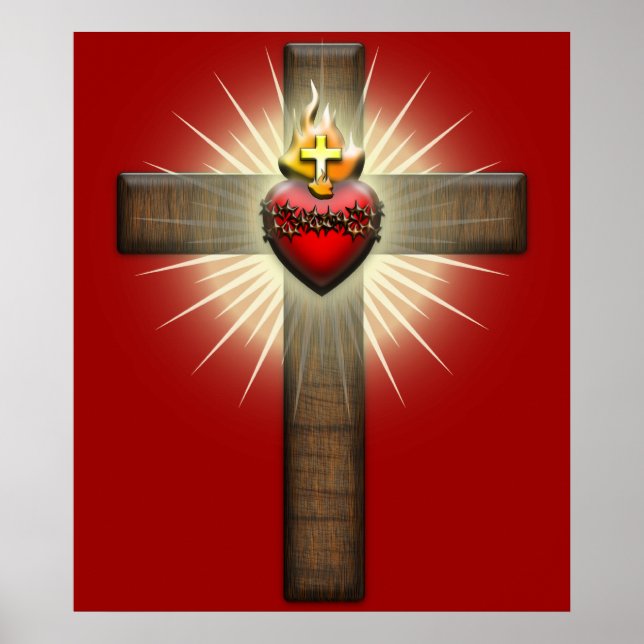 Póster Sacred Heart of Jesus Cross (Frente)