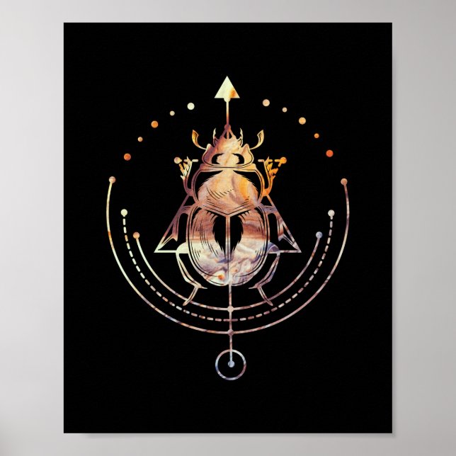 Póster Sacred Scarab Egyptian Occult Geometry (Frente)