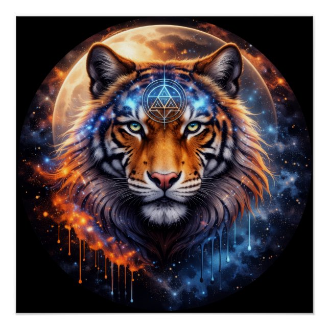 Póster Sacred Tiger – Cosmic Balance | Mystical Tiger Fan (Anverso)