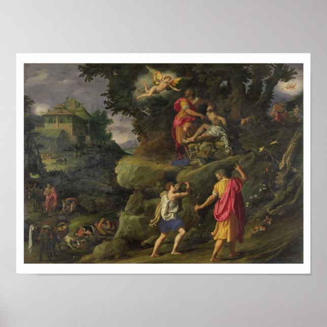 Póster Sacrificio de Isaac, 1601 (aceite en el panel) (Frente)