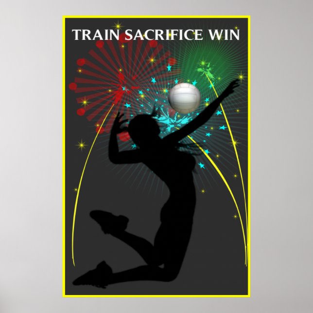 Póster Sacrificio de tren Poster de voleibol ganador (Frente)