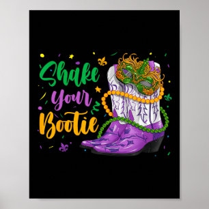 Póster Sacuda tu Bootie Mardi Gras Chica de Bote