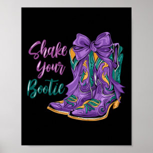 Póster Sacuda tu Bootie Mardi Gras Cowboy Boot Mardi Gra