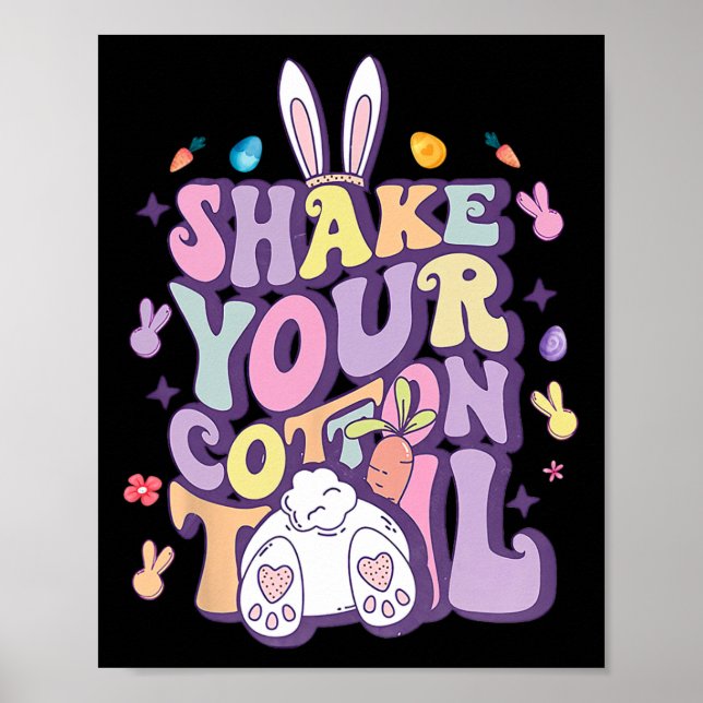 Póster Sacude Tu Cola De Algodón Bunny Divertido De Pascu (Frente)