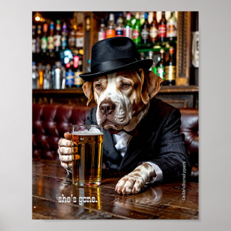 Póster Sad and Lonely Pets Poster Print "She's Gone" 